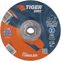 Weiler 58054 6" x 1/8" Tiger Zirc Type 27 Cut and Grind Combo Wheel, Z30T, 5/8"-11 UNC Nut (Pack of 10)