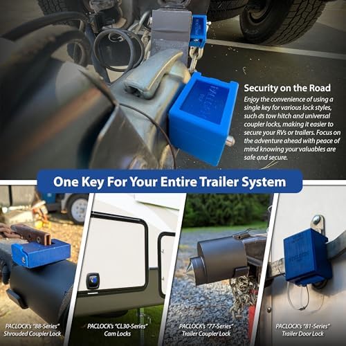 PACLOCK's 80-Series Trailer Hitch Lock, Standard Rekeyable (SR), 200" Pin, One Lock Keyed to a Number U-Pick! w/ 2 Keys, Black