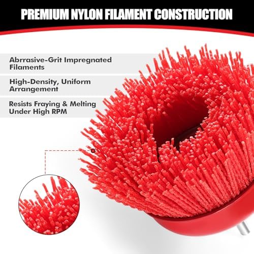 POLIWELL 4 Inch Nylon Filament Brush 5 Pack Abrasive Bristle