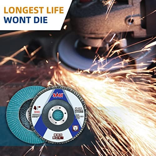 Sali 10 Pack Zirconia Flap Disc 80 Grit 4.5" x 7/8-Inch Sanding Disc Bevel Type #29 Premium and Industrial Angle Grinder Grinding Wheel Grade High Performance Edge Grinding