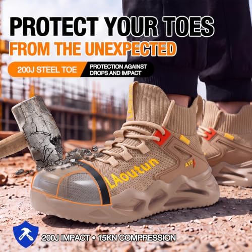 LAoutun Steel Toe Shoes for Men Work Shoes Safety Sneakers Lightweight