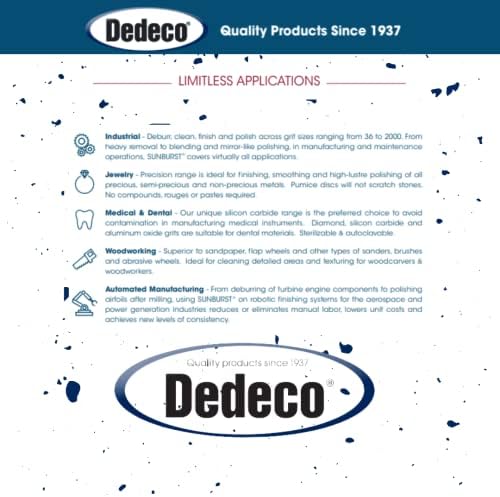 Dedeco Sunburst Radial Bristle Discs 48-Pack - 5/8" Curved - Blue 400 Grit (Fine) - Aluminum Oxide for Polishing & Finishing