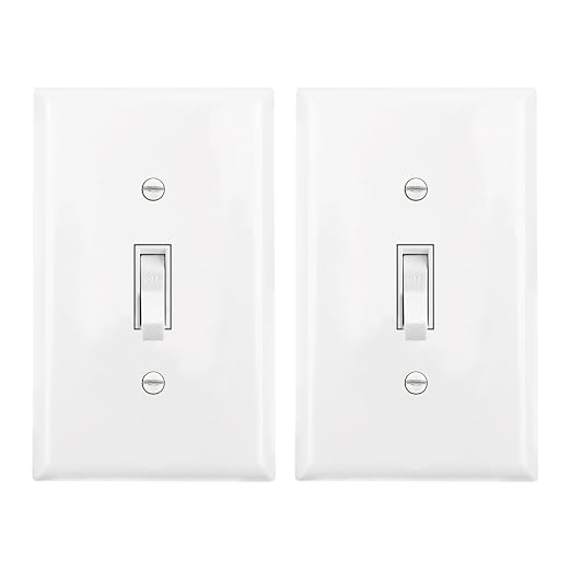 Baomain 2-Pack 15 Amp Toggle Light Switch with Wall Plate, Single Pole, Residential/Commercial Grade, On/Off Switch, Glossy White, UL Certified