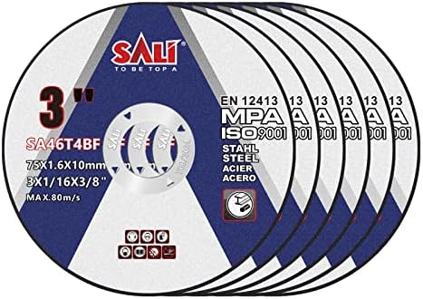 SALI 6 Pack Cut Off Wheels 3 Inch General Purpose Metal Cutting Wheel for 3 in Angle Grinders and Die Grinders- Cutting Disc Aggressive Cutting 3" x 1/16" x 3/8" Operating Up to 20380 RPM and 80 M/S