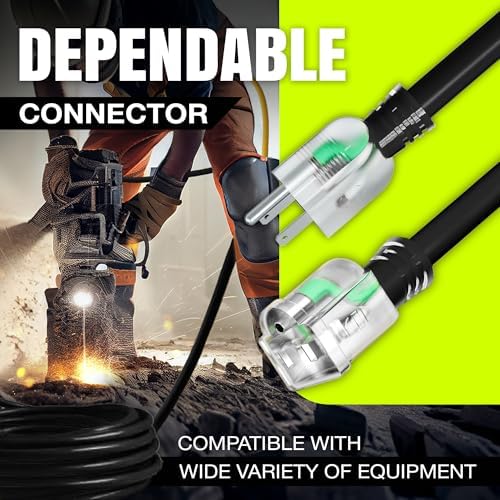 6ft Outdoor/Indoor Extension Cord 10/3 Gauge Ultra Heavy Duty 3 Prong SJTW (5-15P/5-15R), Waterproof, Flexible Cold-Resistant Long Power Cord,125 Amp 1875W, Black by LifeSupplyUSA