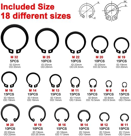 WISEUP 4PCS Snap Ring Pliers Set With 225pcs Retaining Ring Set