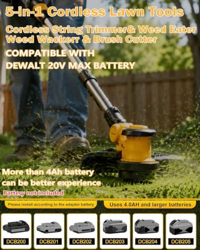 5-in-1 Cordless String Trimmer for DeWalt 20V Battery,(No Batteries)