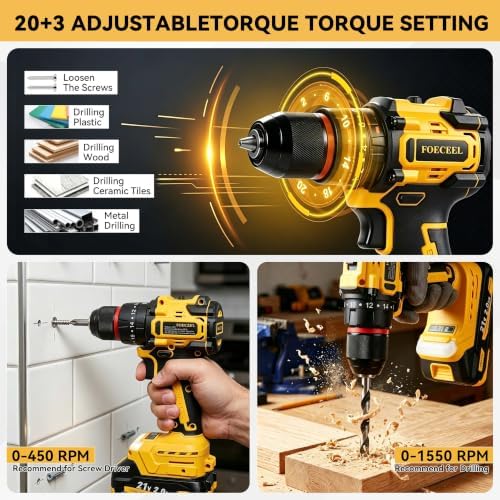 21V Brushless Cordless Drill Set With Battery Charger