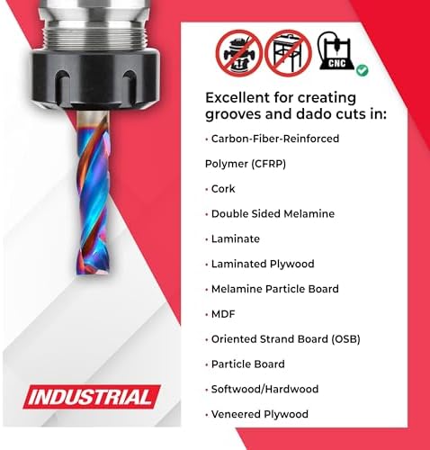 Amana Tool Spektra Extreme Tool Life Coated Solid Carbide CNC Compression Spiral Router Bit, 46172-K-2 2 Pack, 3/8 D x 1-1/4 CH x 3/8 SHK x 3 L 2 Fl