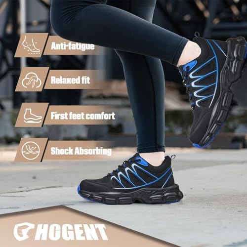 Hogent Steel Toe Shoes for Men Women - Non Slip & Lightweight Work Shoes