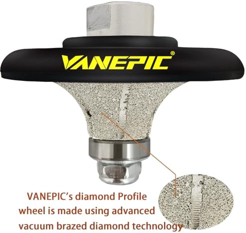 1 inch B25 Diamond Demi bullnose Half Bullnose Profile Wheel Diamond Hand Profiler Router bit with 5/8-11 Thread for Grinder Polisher Granite Marble Concrete and Countertop Edge