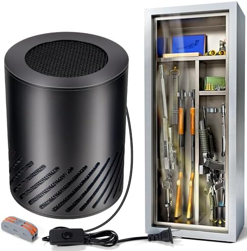 Gun Safe Dehumidifier Electric, Dehumidifier for Gun Safe Dryer, Plug in Gun Safe Heater, 360° Heating Circular Air with Built-in Fan