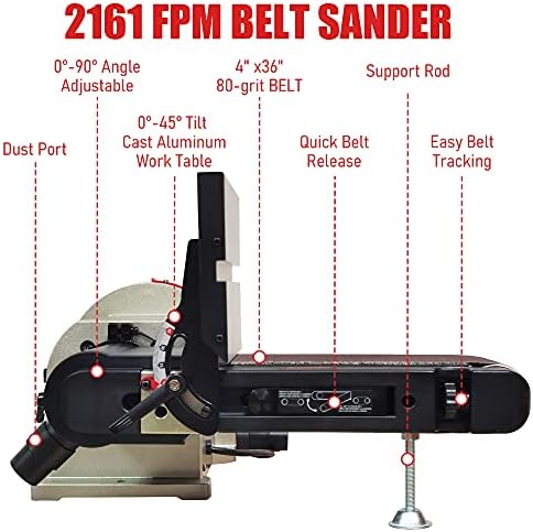 BUCKTOOL Bench Belt Disc Sander for Woodworking,4x36" Belt,8" Disc,5A