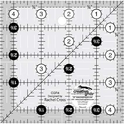 Creative Grids - 6 Square Quilt Rulers - 2.5", 3.5", 4.5", 5.5", 6.5", 7.5"