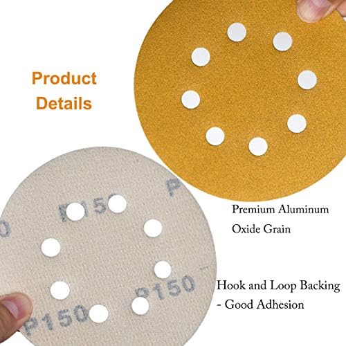 5-Inch 8-Hole Hook and Loop Sanding Discs 150-Grit, 200-Pack