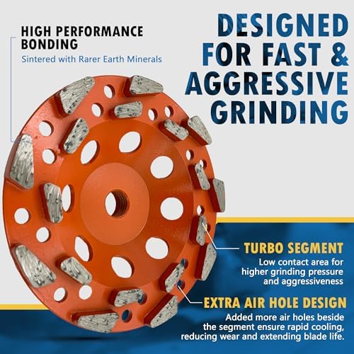 5" High Performance Diamond Grinding Wheels, 5/8"-11 Threaded Arbor