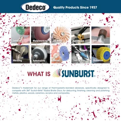 Dedeco Sunburst Radial Bristle Discs 48-Pack - 5/8" Curved - Red 220 Grit (Standard) - Aluminum Oxide for Polishing & Finishing