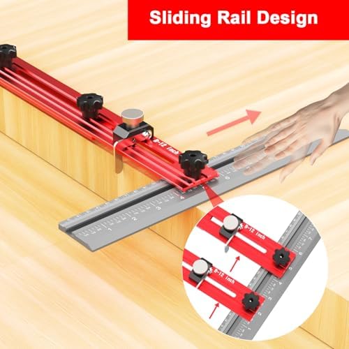 Stair Tread Template Tool – Stair Tread Gauge Jig, Aluminum Alloy Measuring and Scribe Tool for Accurate Angle, Depth, and Length Measurement of Stairs, Risers, and Partitions