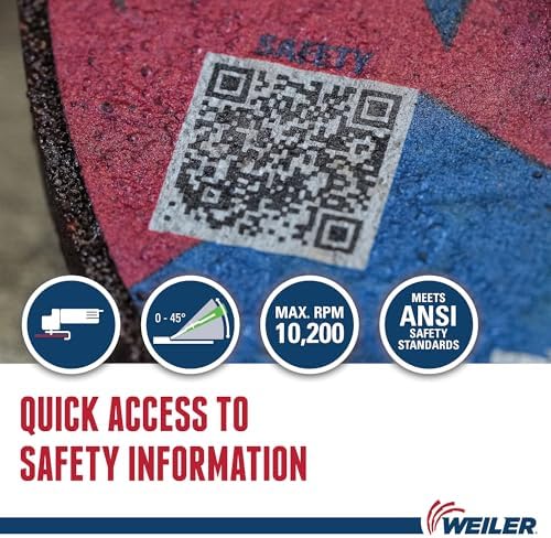 Weiler 57128 Tiger 6" Grinding Wheel, Type 27, 1/4" Thick, A24R, 5/8"-11 UNC Nut (Pack of 10)
