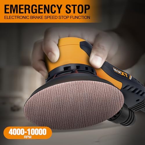 MAXXT Electric 5mm Random Orbital Sander with Tool Case, Palm Sander with Brushless Motor, 5&6Inch Sanding Pads, Central Vacuum, Sanders for Woodworking, Primary Wood and Panel Processing