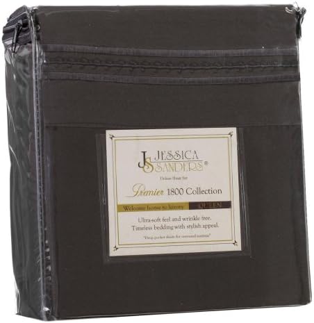 Jessica Sanders Premier 1800 Series 4pc Bed Sheet Set - King, Black, - Jessica Sanders Embroidery