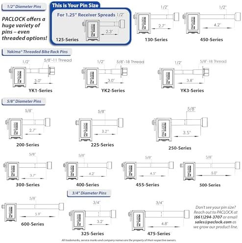 PACLOCK's 80-Series Trailer Hitch Lock, UCS, 1/2" Pin for 1-1/4" Receivers, High Performance 6-Pin Cylinder, One Lock Keyed to a Number U-Pick! w/ 2 Keys, Blue