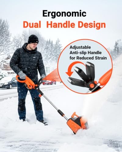 VOLTASK 24V Cordless Snow Shovel, 12.8-Inch Cordless Snow Blower, 4-Ah Battery Snow Blower with Directional Plate & Adjustable Front Handle (Battery & Quick Charger Included)