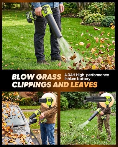 Saker Cordless Leaf Blower Portable Dust Cleaner with 2 Extended Nozzle for Lawn Care Drying Patio Cleaning 2 Batteries