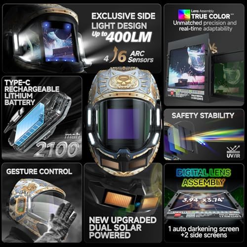 ANDELI Auto Darkening Welding Helmet with Light,with Internal Display