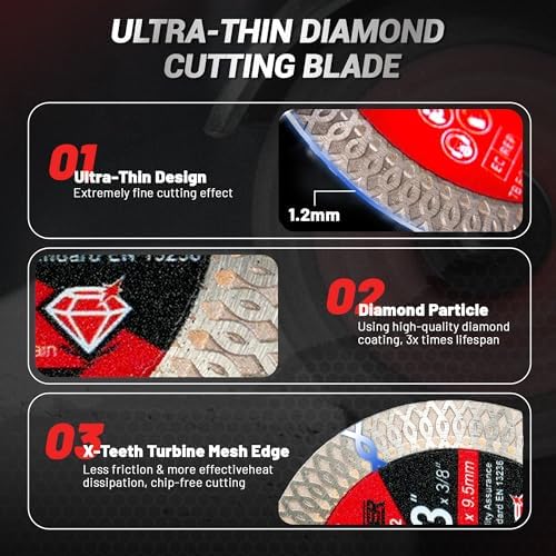 EZARC 3 Inch Super Thin Diamond Tile Blade, 3/8" Arbor, 2-Pack