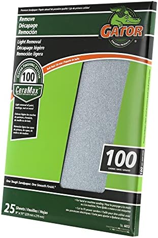 Gator CeraMax 9" x 11" Ceramic Sanding Sheets, 100 Grit, 25 Pack