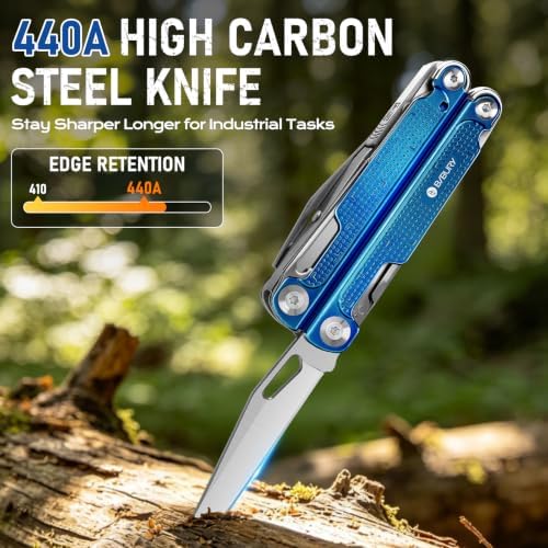 BIBURY Multitool Pliers with Blue Titanium Handle & 440A Knfie, BI2049BL