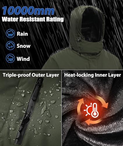 Mens Winter Snow Jacket Waterproof Ski Jackets Snowboard Rain Warm Coat Insulated Hood Fleece Lined