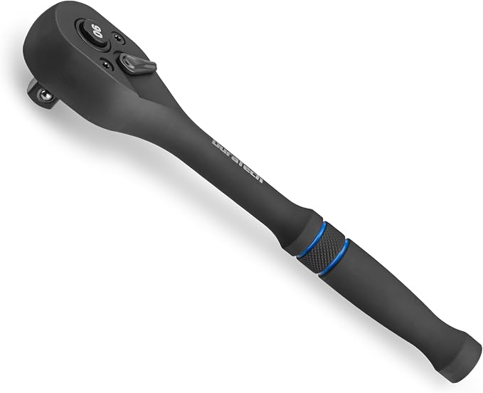 DURATECH 3/8-Inch Drive Ratchet, 90-Tooth Quick-Release Ratchet Wrench | Reversible, Cr-V Made, 4° Swing, Manganese Phosphate Black Finish, Socket Wrench for Men Women Stocking Stuffer for Men Women