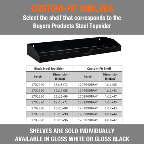 Buyers Products 1702960TRAY Black Steel Topsider Shelf Custom-Fit for Steel Topsider Truck Tool Box Snap-In Shelf System