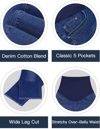 fitglam Women's Maternity Jeans Straight Leg Relaxed Fit Over Belly Pregnancy Denim Work Pants Maternity Clothes with Pockets