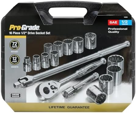Pro-Grade 16-Piece 1/2-Inch Drive SAE Mechanics Tool Set, 19404 | Dyna Drive Technology Maximizes Torque and Helps Prevent Fastener Rounding