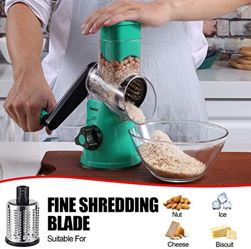 Geedel Rotary Cheese Grater Hand Crank, Cheese Shredder Vegetable Slicer