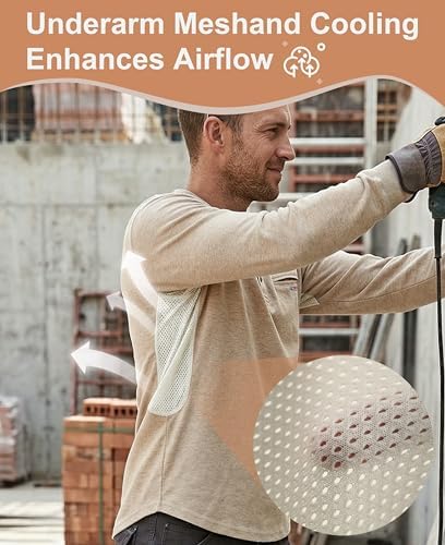 BOCOMAL FR Shirts for Summer Breathable Vented Mesh Flame Resistant Henley