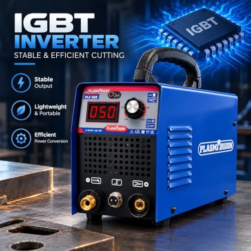 50A Plasma Cutter Machine,110V/220V Dual Voltage,1/2 Inch Clean Cut Plasma Cutting Machine, IGBT Inverter LED Display,Metal Cutting Machine for Steel, Stainless Steel, Aluminum & Copper, DIY