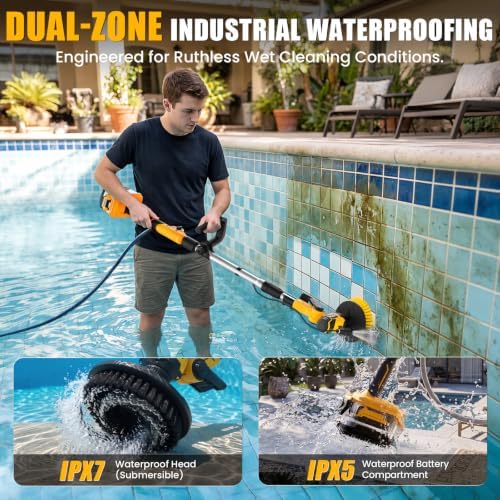 Cordless Electric Power Scrubber Compatible with DeWalt 20V Max Battery