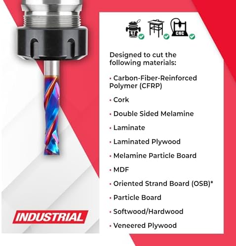 Amana Tool Spektra Extreme Tool Life Solid Carbide CNC Compression Spiral Router Bit, 46170-K, 1/4 D x 7/8 CH x 1/4 Shank x 2-1/2 Inch Long 2 Flute