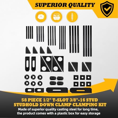58 Pcs 1/2" T-Slot 3/8"-16 Stud Clamp Compatible with Milling CNC