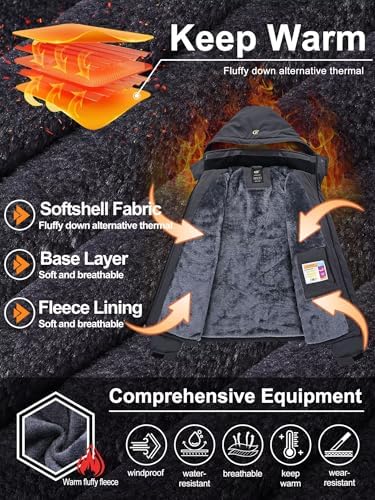 QPNGRP Mens Waterproof Ski Snowboard Jacket Winter Windproof Snow Coat