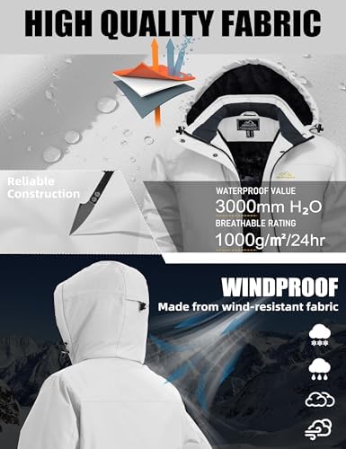 MAGCOMSEN Women's Winter Coats Waterproof Ski Snow Warm Fleece Lined Jacket