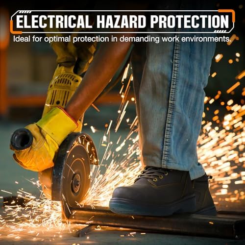 NINGO Waterproof Steel Toe Work Boots for Men, EH Rated, Puncture Proof
