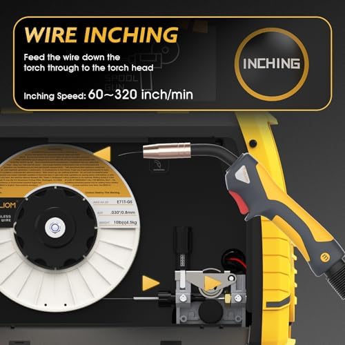TOOLIOM Aluminum MIG Welder with Pulse 250A 110V/220V Dual Voltage 6 in 1 Multifunctional Welding Machine Pulsed MIG/Gas MIG/Flux Core/Spool Gun MIG/Lift TIG/Stick