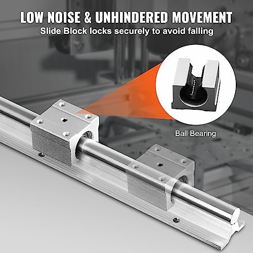 VEVOR Linear Rail Slide SBR20-1200mm 2 PCS and 4 PCS SBR20UU Slide Blocks Linear Guide Rail and Bearings Kit for Automated Machines DIY Project CNC Router Machines