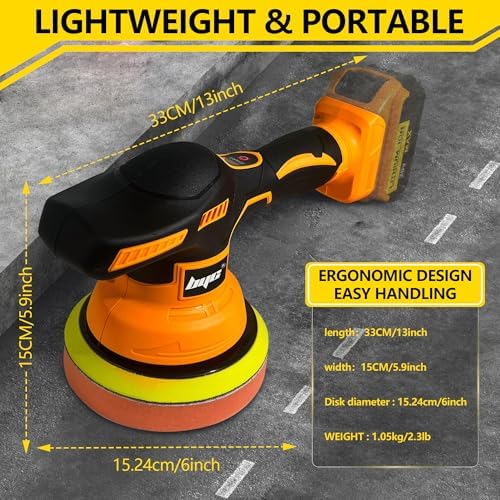Cordless Car Buffer Polisher kit - 2Pcs 2000mAh 21V Battery, 6 Inch Portable Orbital Buffer Polisher Kit, 8 Variable Speed Car Polisher for Car Detailing/Polishing/Waxing