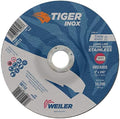 Weiler 58112 6 Inch Cutting Wheel, Tiger INOX Stainless Steel Contaminant-Free High Performance Cutting, .045" INOX60S Type 27 7/8" Arbor, Pack of 25